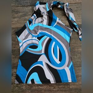 #484 INC International Concepts Blue and Gray Patterned Fabric